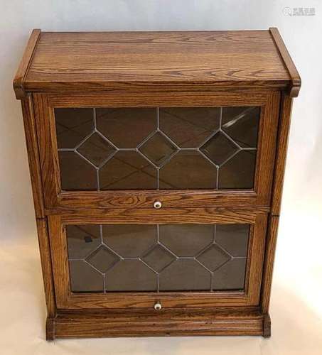 Small Leaded Glass Barrister Style Bookcase