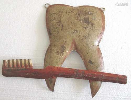 Dentist's trade sign embossed tooth + brush , display si...