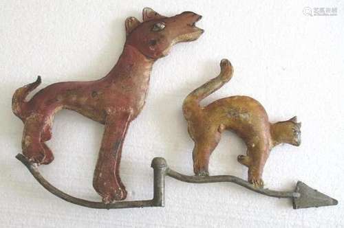 Iron dog and cat weathervane