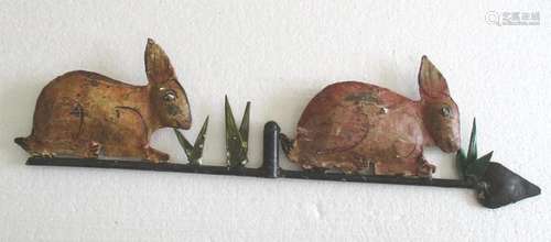 Iron two rabbits weathervane