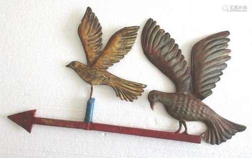 Iron two birds weather vane embossed and detailed