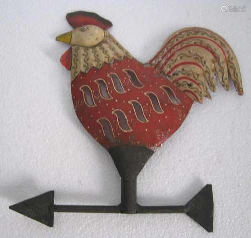 Iron embossed rooster cutout weather vane embossed