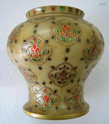 Marble vase with meena and gold work