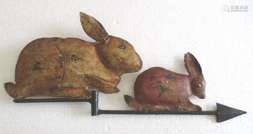 Iron two rabbits weathervane