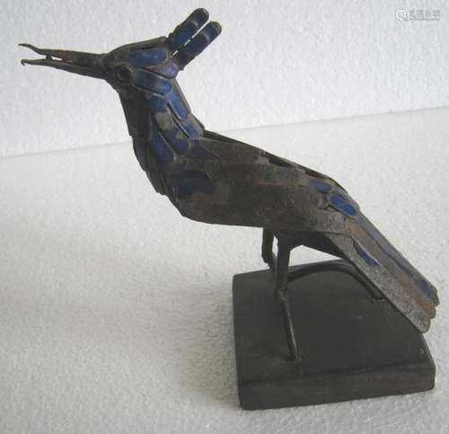 Iron blue bird made by hot process , painted