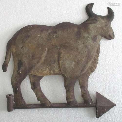 Iron cow weather vane cutout embossed