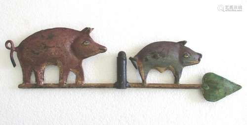 Iron two pigs weather vane