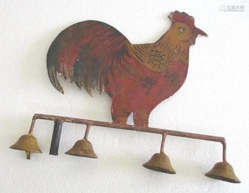 Iron Rooster with four bells weather vane