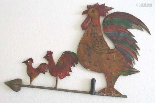 Iron Rooster , hen and chick weather vane