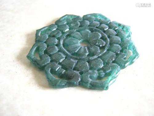 Dark green jade plaque , fine design