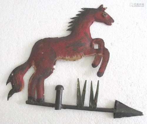 Iron jumping horse weather vane embossed