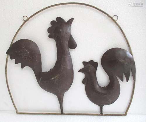 Iron Two roosters trade sign , store display advertisement