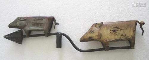 Iron two pigs weather vane