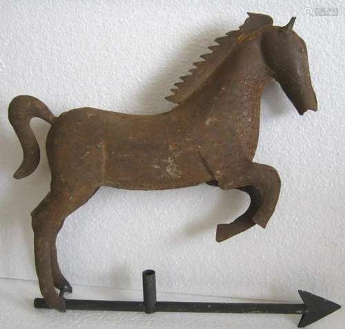 Iron jumping horse weather vane