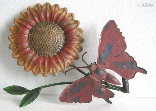 Iron flower and butterfly weathervane