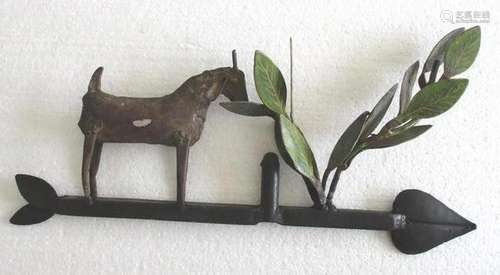 Iron goat and leaves weathervane