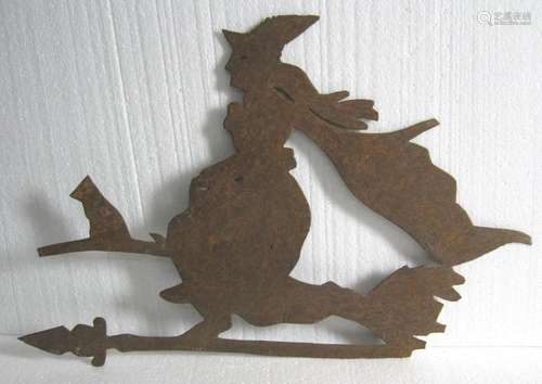 Iron witch on broom weather vane / halloween