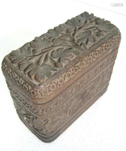 Wooden cigarette box , intricate carving