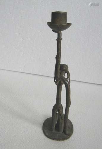 Bronze tribal woman candle holder