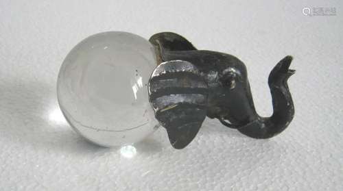 Elephant paper weight , glass and metal