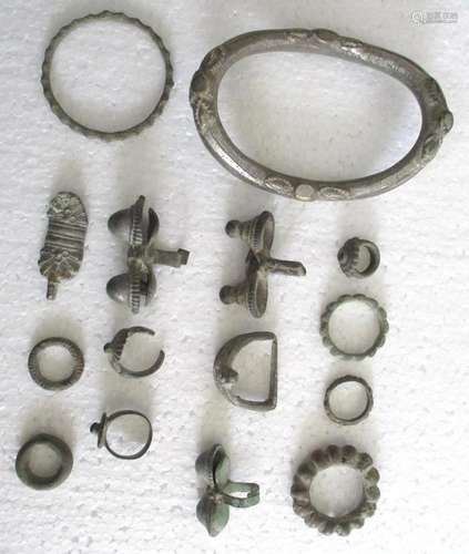 Lot of tribal jewelry . Anklet , bracelet and rings