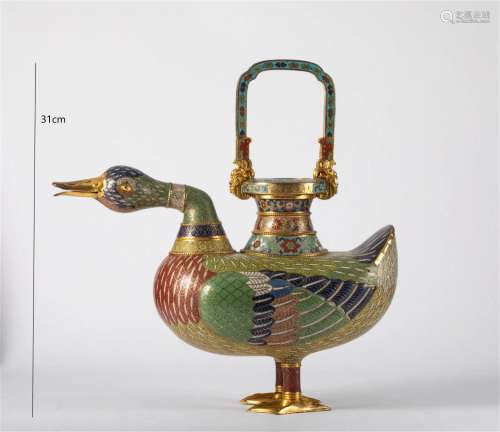 Qing Dynasty cloisonne duck pot