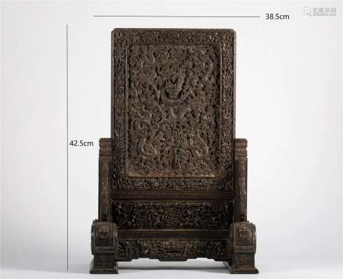 Qing Dynasty red sandalwood screen insert
