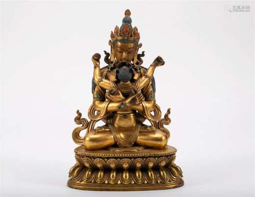 Bronze gilded double Buddha of the Qing Dynasty