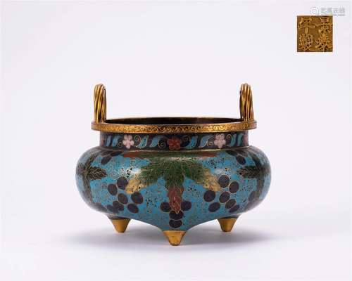 Ming Dynasty cloisonne bronze censer