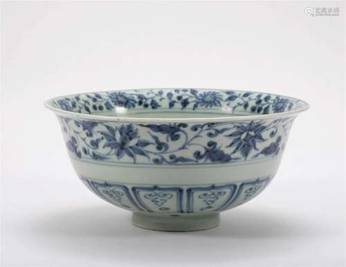 Blue and white lotus bowl of the Yuan Dynasty