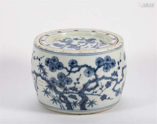 Ming Dynasty blue and white pine, bamboo and plum cricket po...