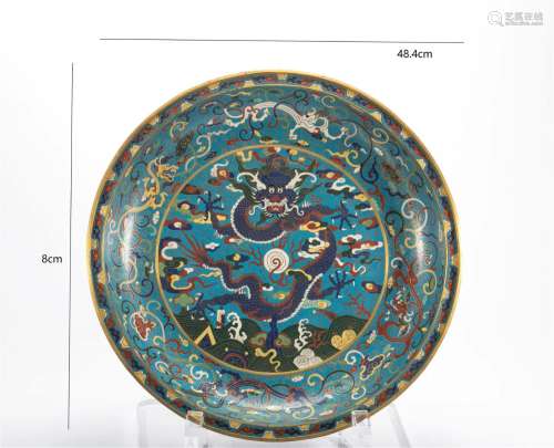 Qing Dynasty cloisonne dragon plate