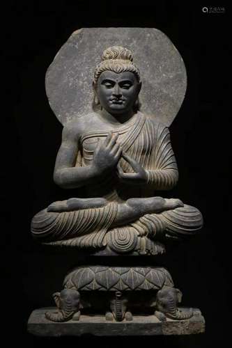 Gandhara grey schist Buddha