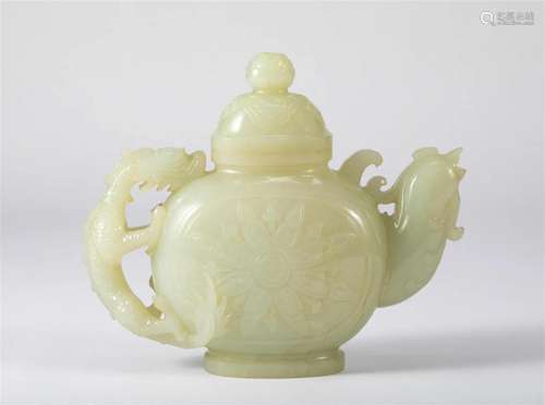 Ming Dynasty white jade dragon and phoenix pot