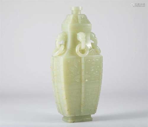 Ming Dynasty white jade square bottle