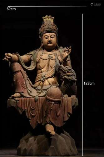 Tang Dynasty wood carving painted Guanyin statue