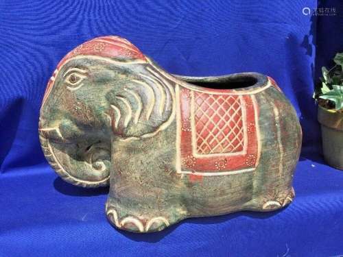 TANG SANCAI Pottery China Dynasty ELEPHANT Planter Vase Scul...