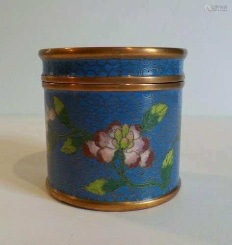 19th C. Chinese Cloisonne Enamel on Copper 3" Lidded Bo...