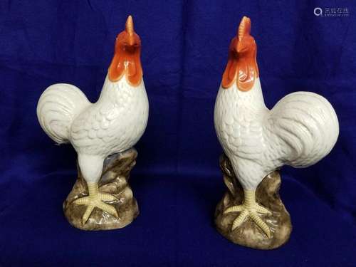 Chelsea House  Chinese Gamecocks Pair Of Roosters