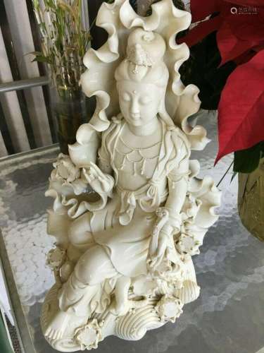 Antique Chinese Dehua Porcelain Buddha Statue 18"