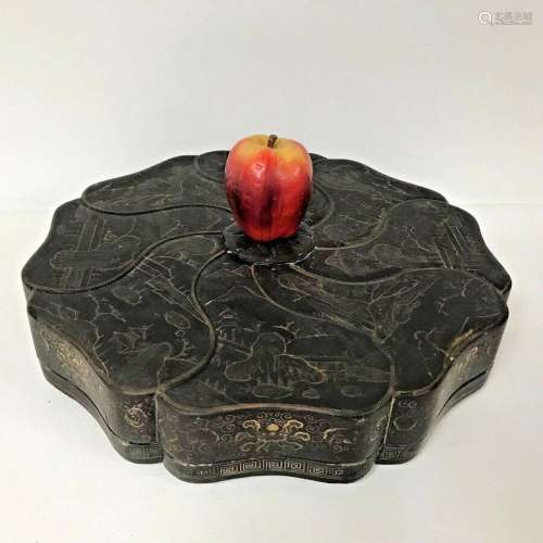 Antique Large Japanese Sweetmeat Lacquered Dish Covered Box ...