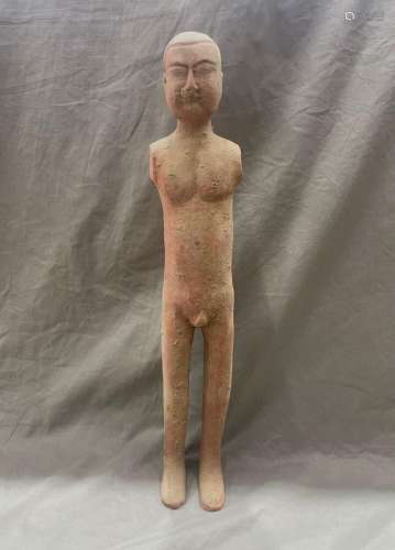 Rare Chinese red pottery man statue