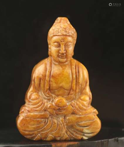 Old natural jade hand-carved statue of buddha pendant #18