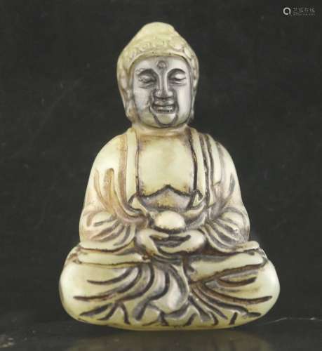 Old natural jade hand-carved statue of buddha pendant #26