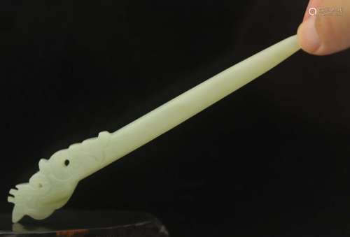 Old natural jade hand-carved statue of phoenix hairpin #26