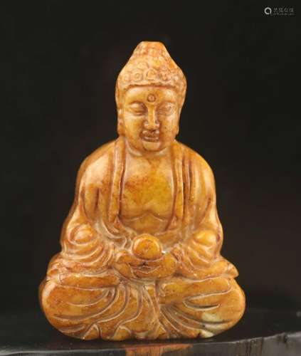 Old natural jade hand-carved statue of buddha pendant #18