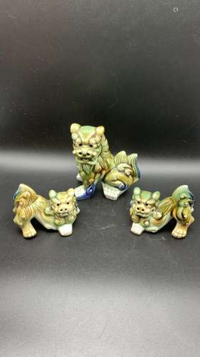 Chinese Foo Dogs Green And Blue Asian Feng Shui Decor Set Of...