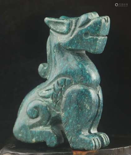 Old natural jade hand-carved statue of dragon pendant #25