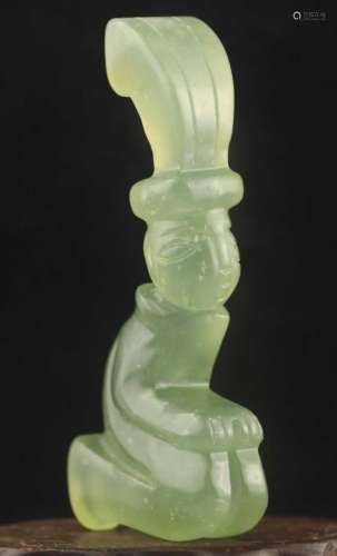 Old natural jade hand-carved statue of gui ren pendant #9