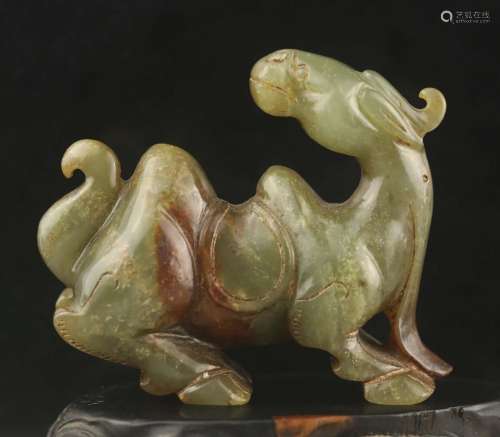 Old natural hetian jade hand-carved statue of horse #19